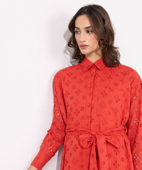 Embroidered Shirt Dress