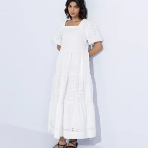 Embroidered Tier Dress