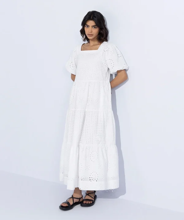 Embroidered Tier Dress
